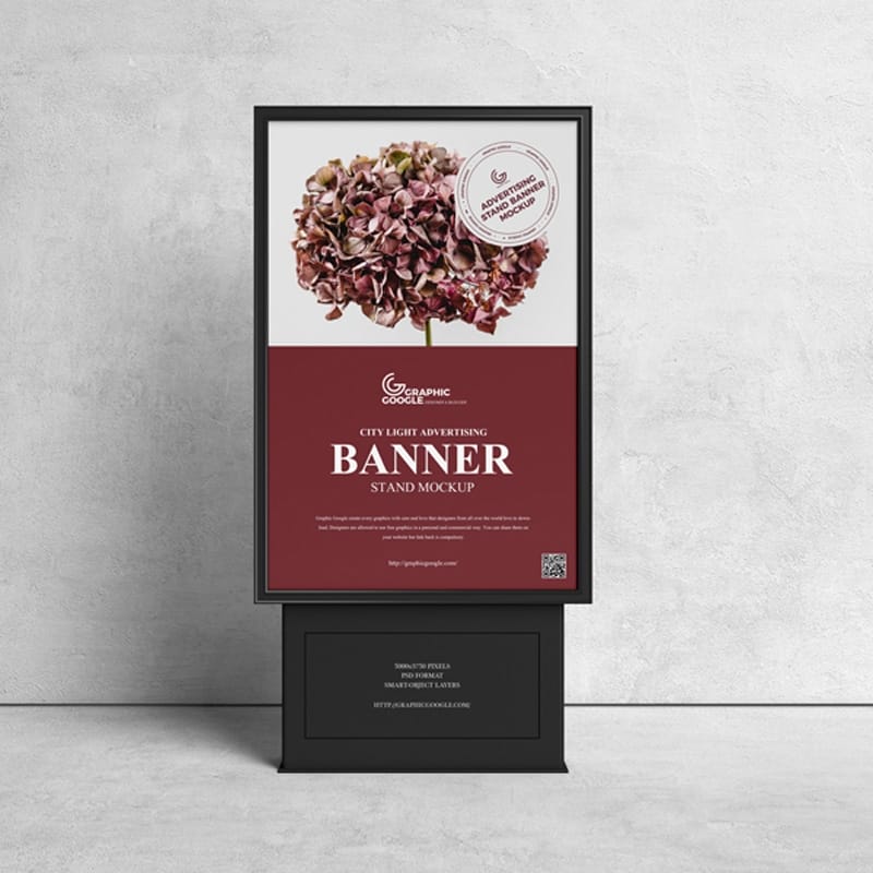 Free Citylight Advertising Stand Banner Mockup