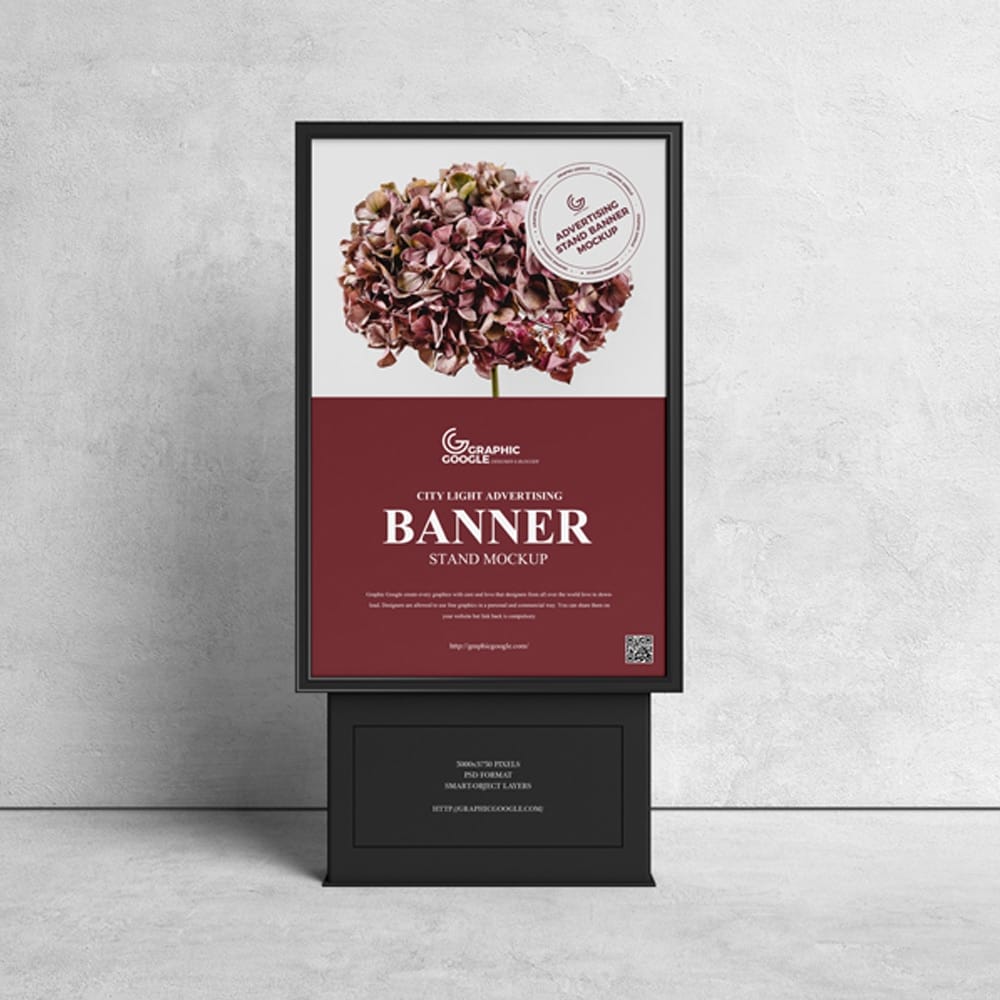 Free Citylight Advertising Stand Banner Mockup