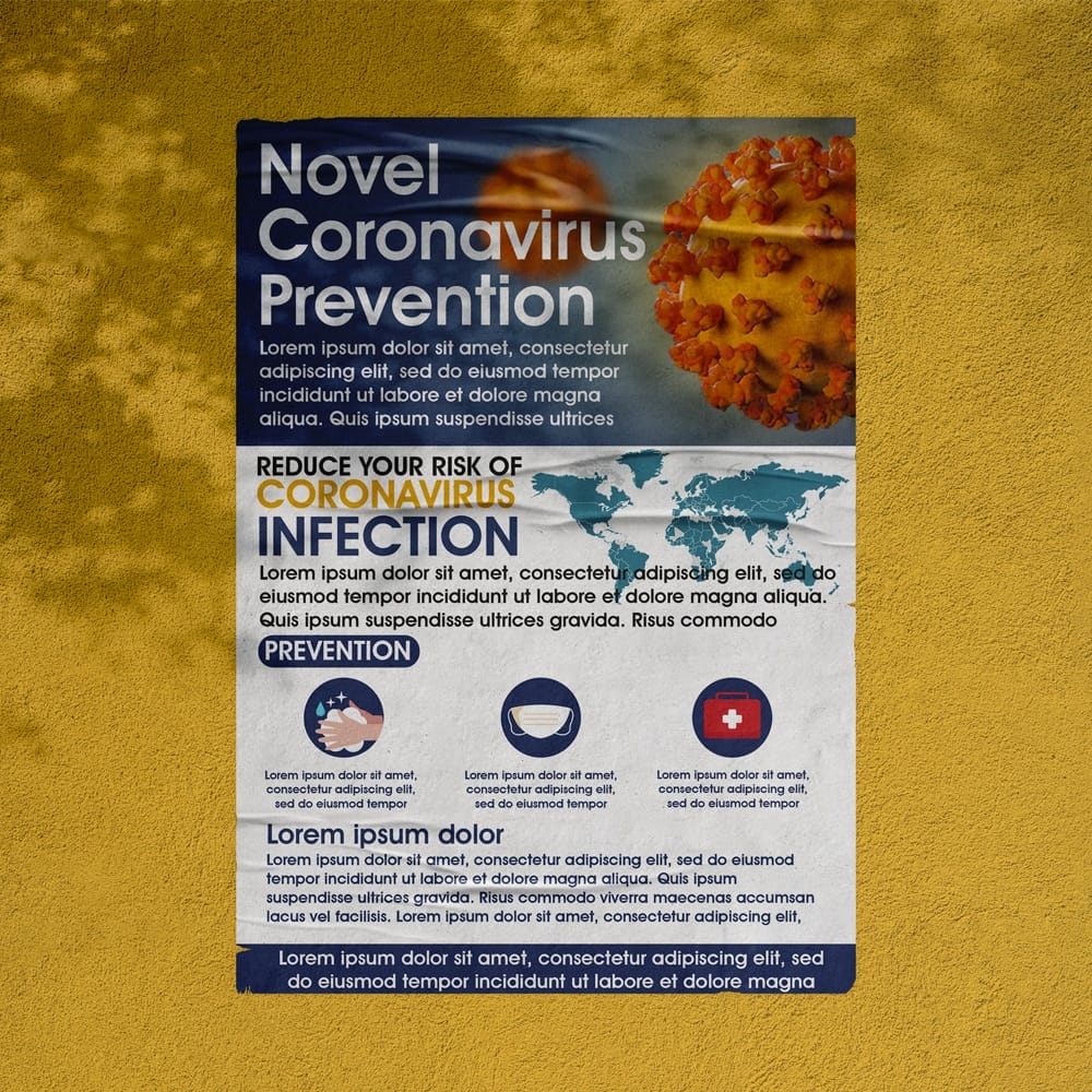 Free Coronavirus Prevention Poster Mockup PSD Template
