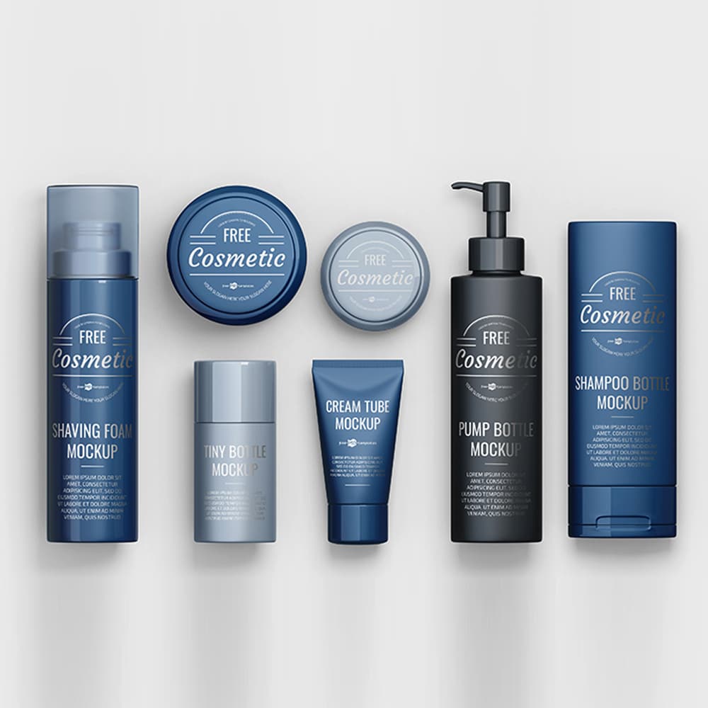 Free Cosmetic Set Scene Creator Mockup in PSD