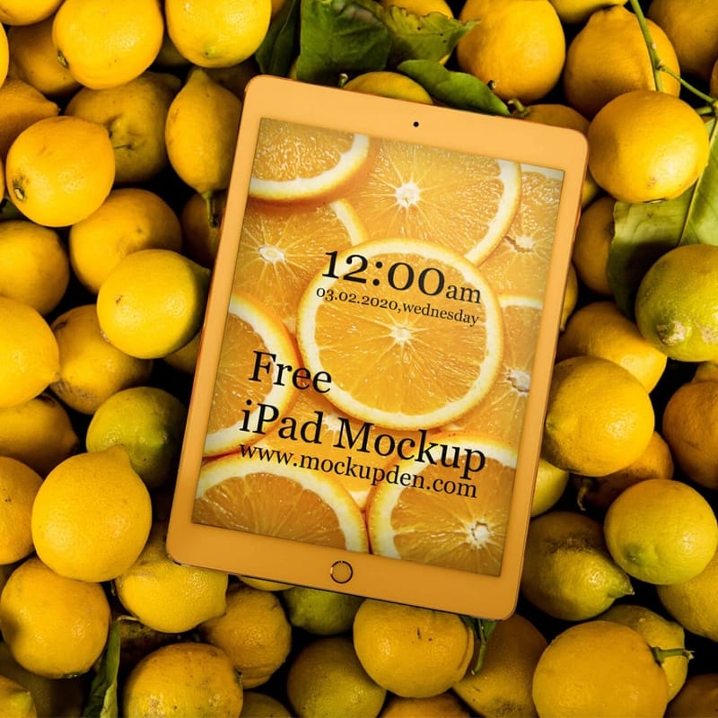 Free Golden Color iPad Mockup PSD Template