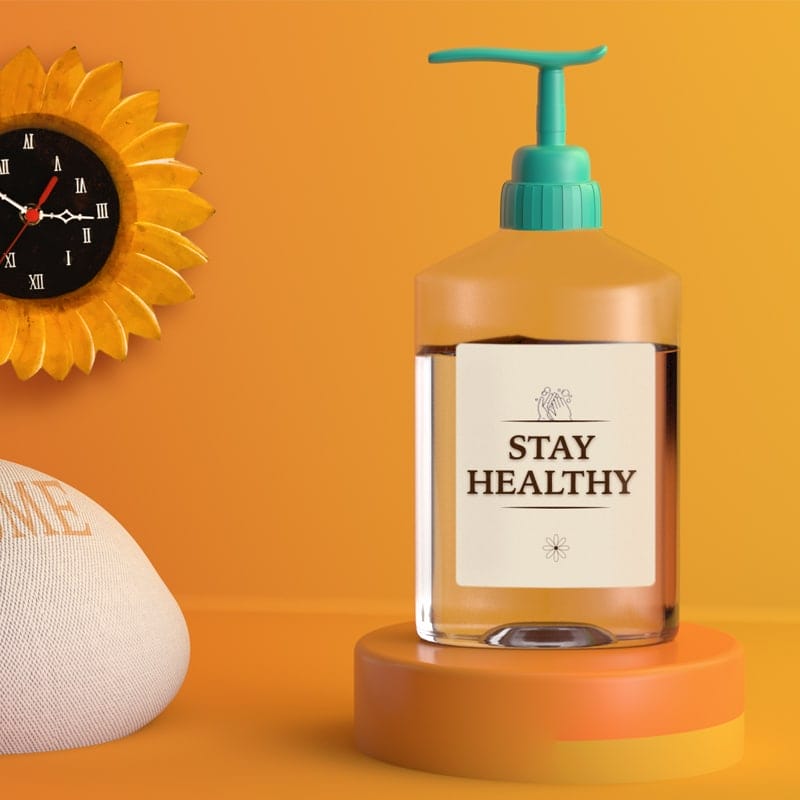 Free Hand Sanitiser 3D Bottle Mockup PSD
