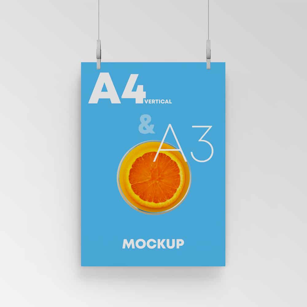 Free Hanging A3 Poster Mockup