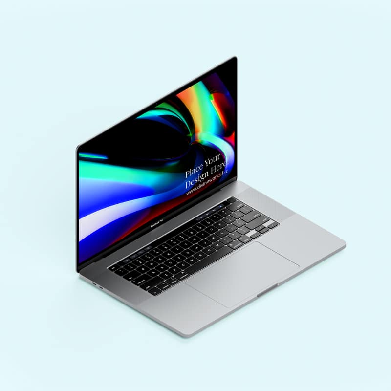Free Isometric Macbook Pro 16 Inch Mockup PSD