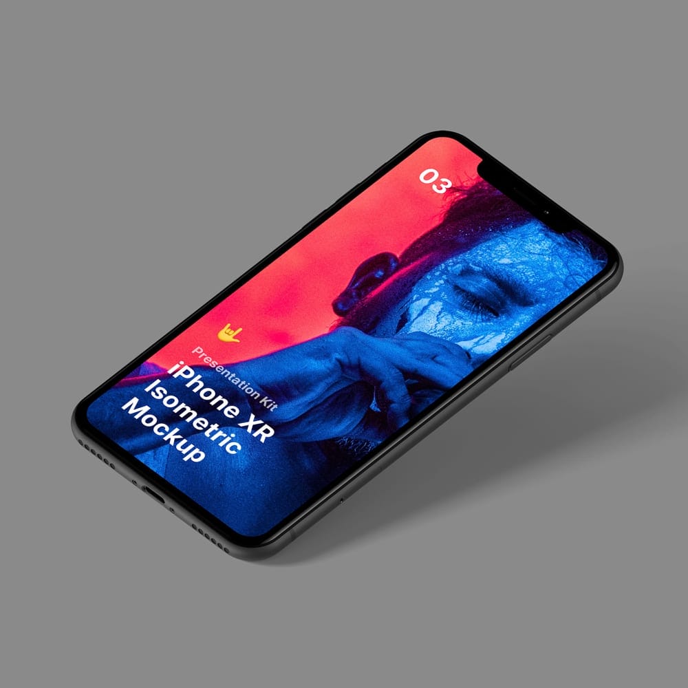 Free Isometric iPhone XR Mockup