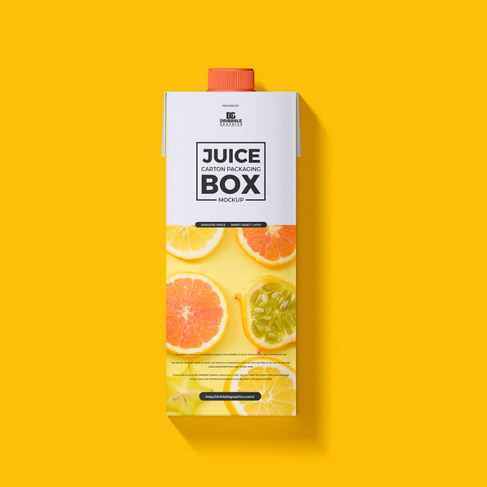 Free Juice Carton Packaging Box Mockup