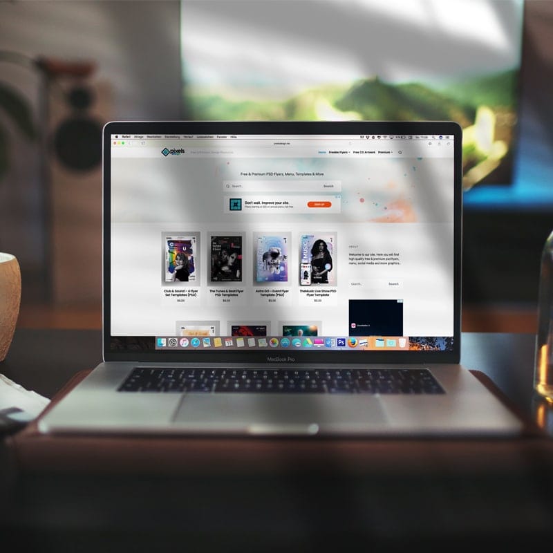Free Macbook Pro on Desk Mockup