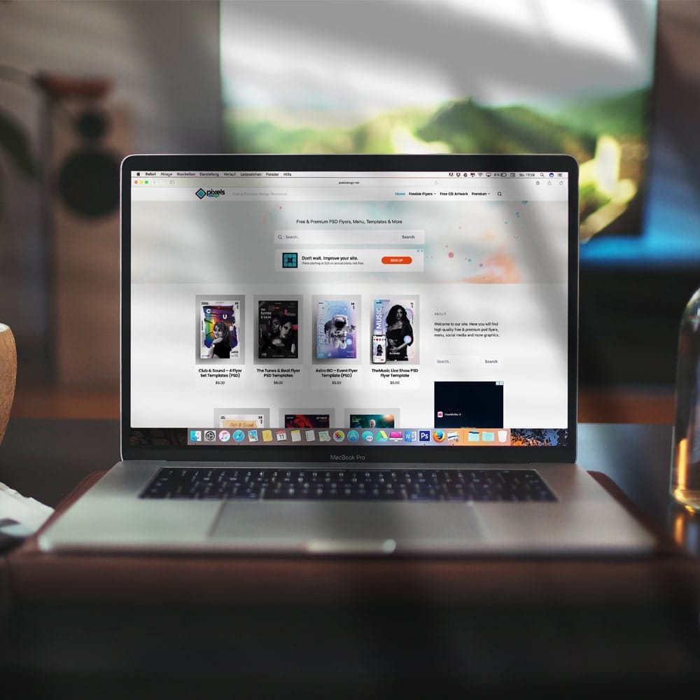 Free Macbook Pro on Desk Mockup