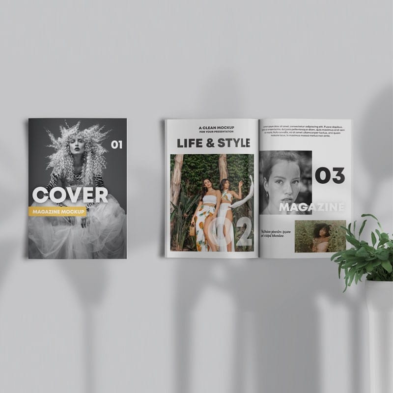 Free Magazine Showcase Mockup PSD