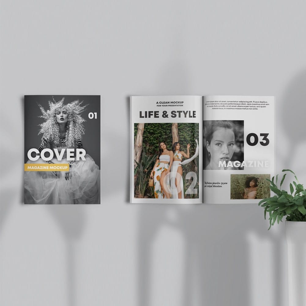Free Magazine Showcase Mockup PSD