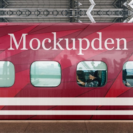 Free Metro Train Mockup PSD Template