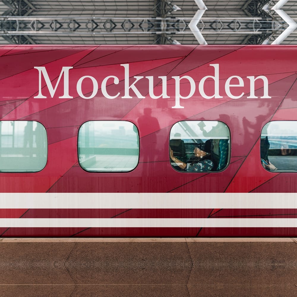 Free Metro Train Mockup PSD Template