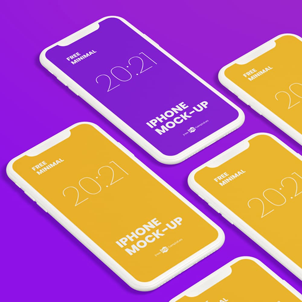 Free Minimal iPhone Mockups in PSD