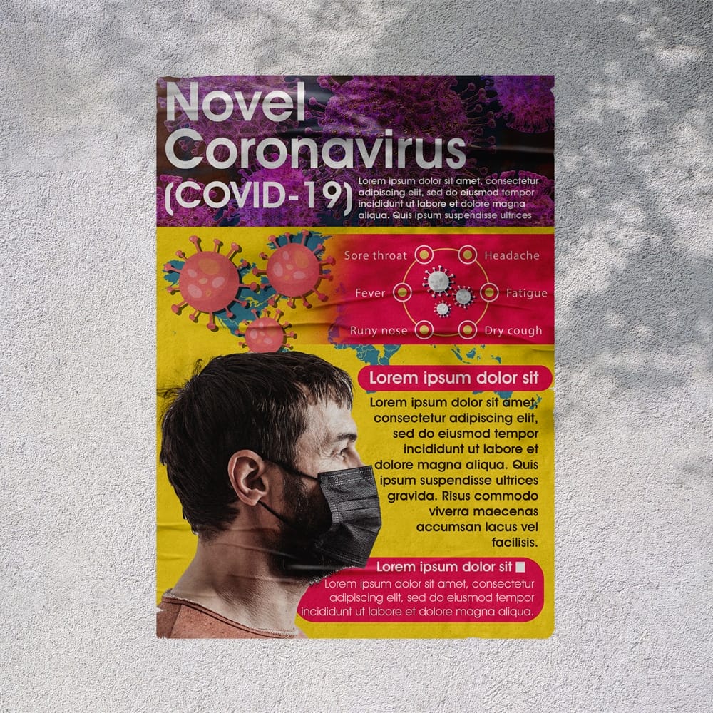 Free Novel Coronavirus Covid 19 Poster Mockup PSD Template