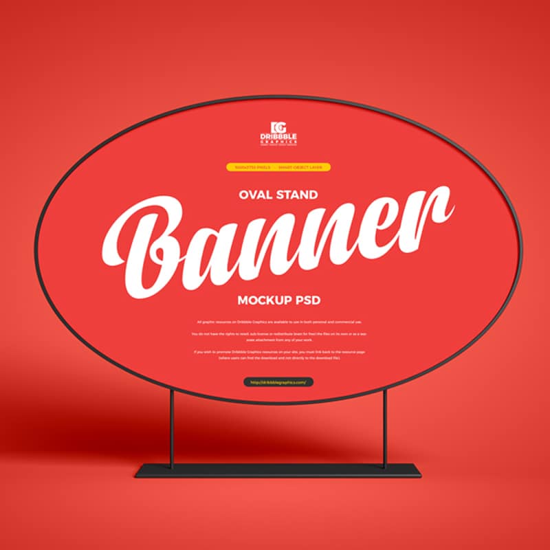 Free Oval Stand Banner Mockup