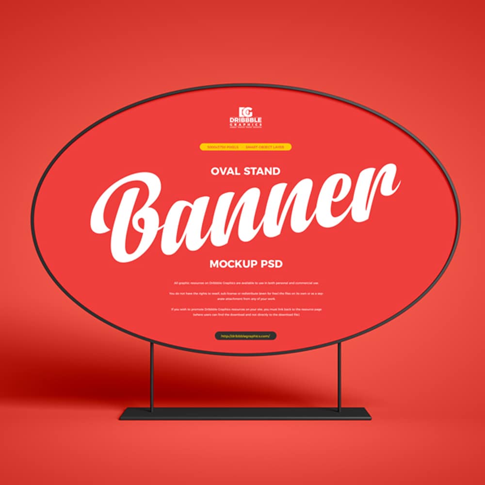 Free Oval Stand Banner Mockup