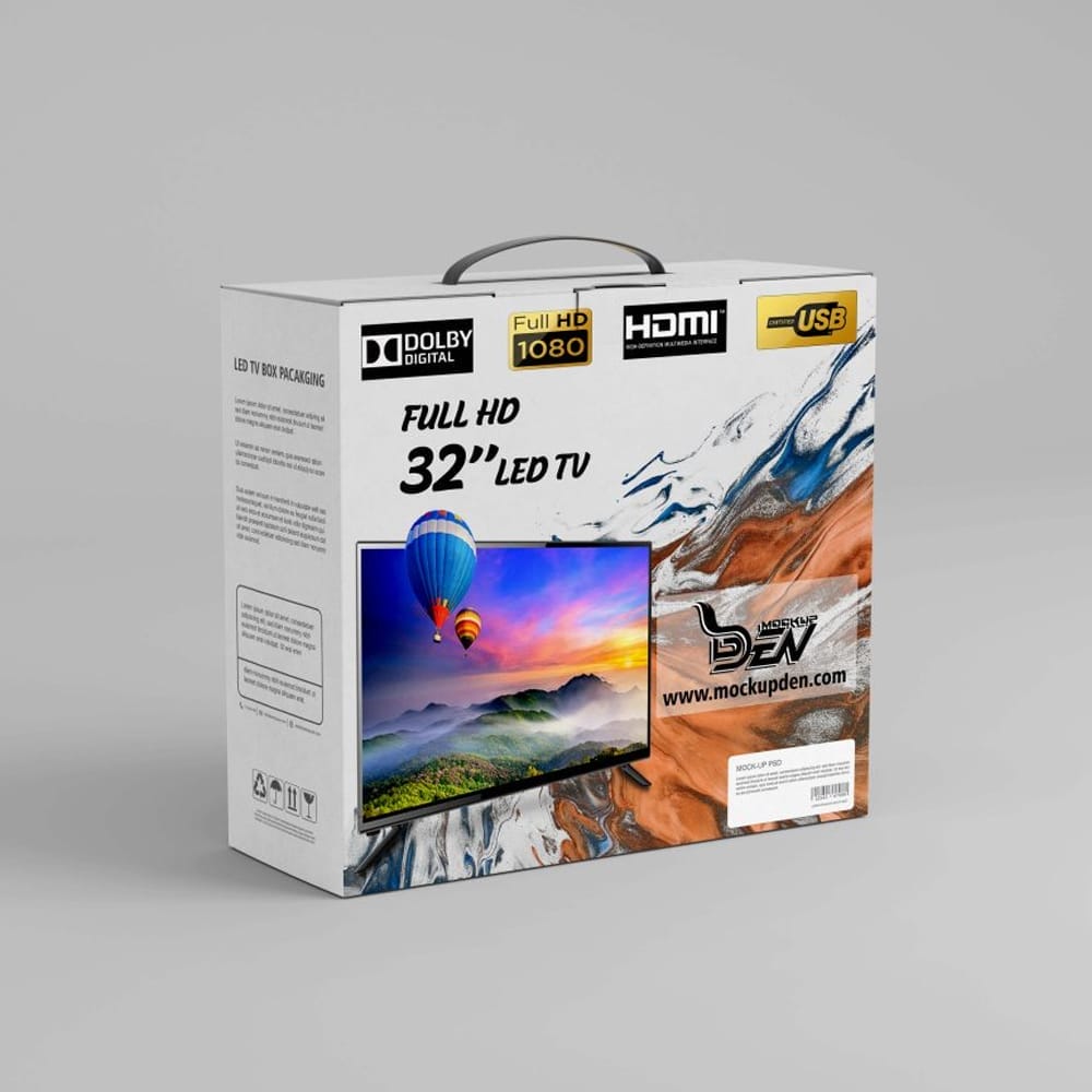 Free Photorealistic TV Box Scene Mockup