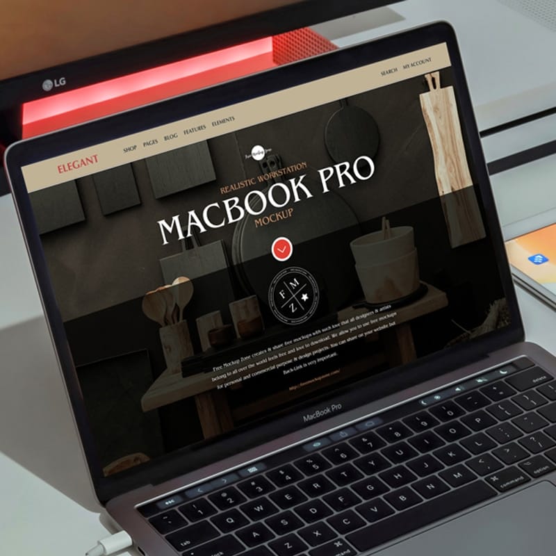 Free Realistic Workstation MacBook Pro Mockup