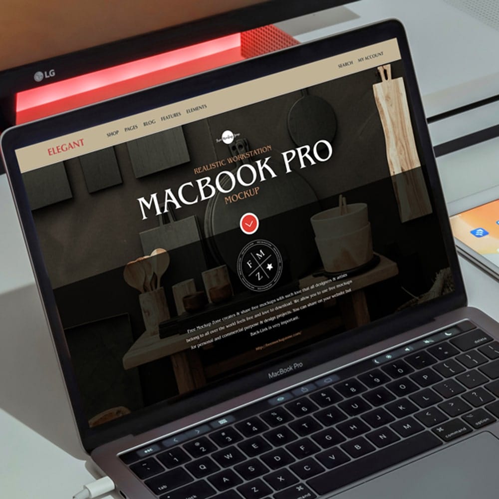 Free Realistic Workstation MacBook Pro Mockup