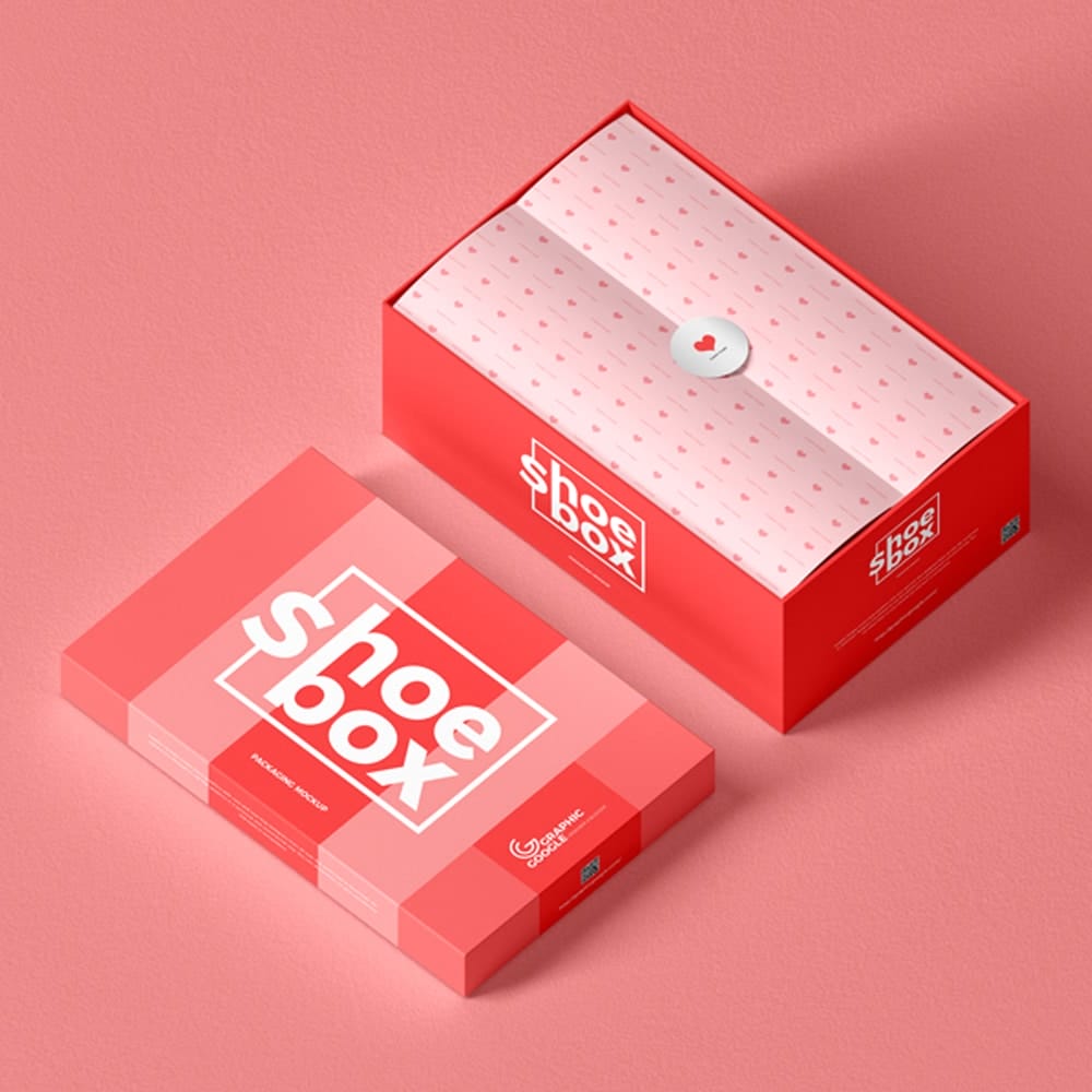 Free Shoe Box Packaging Mockup