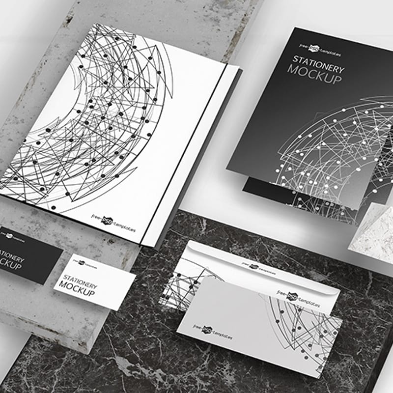 Free Stationery Scene Creator Mockup in PSD