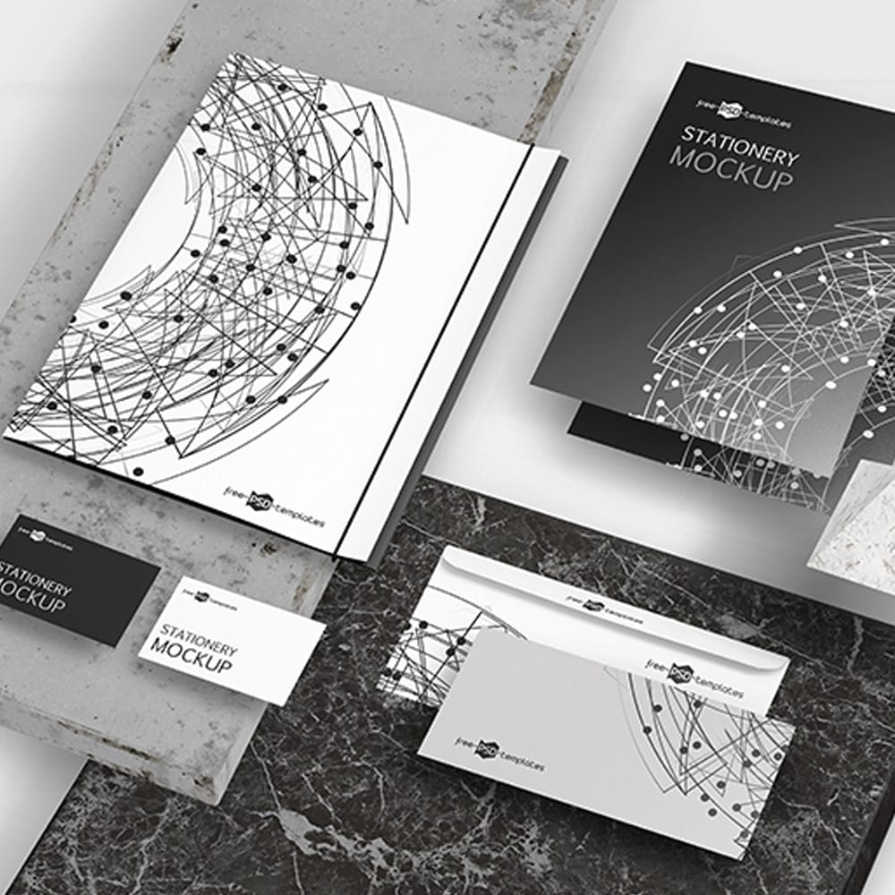 Free Stationery Scene Creator Mockup in PSD