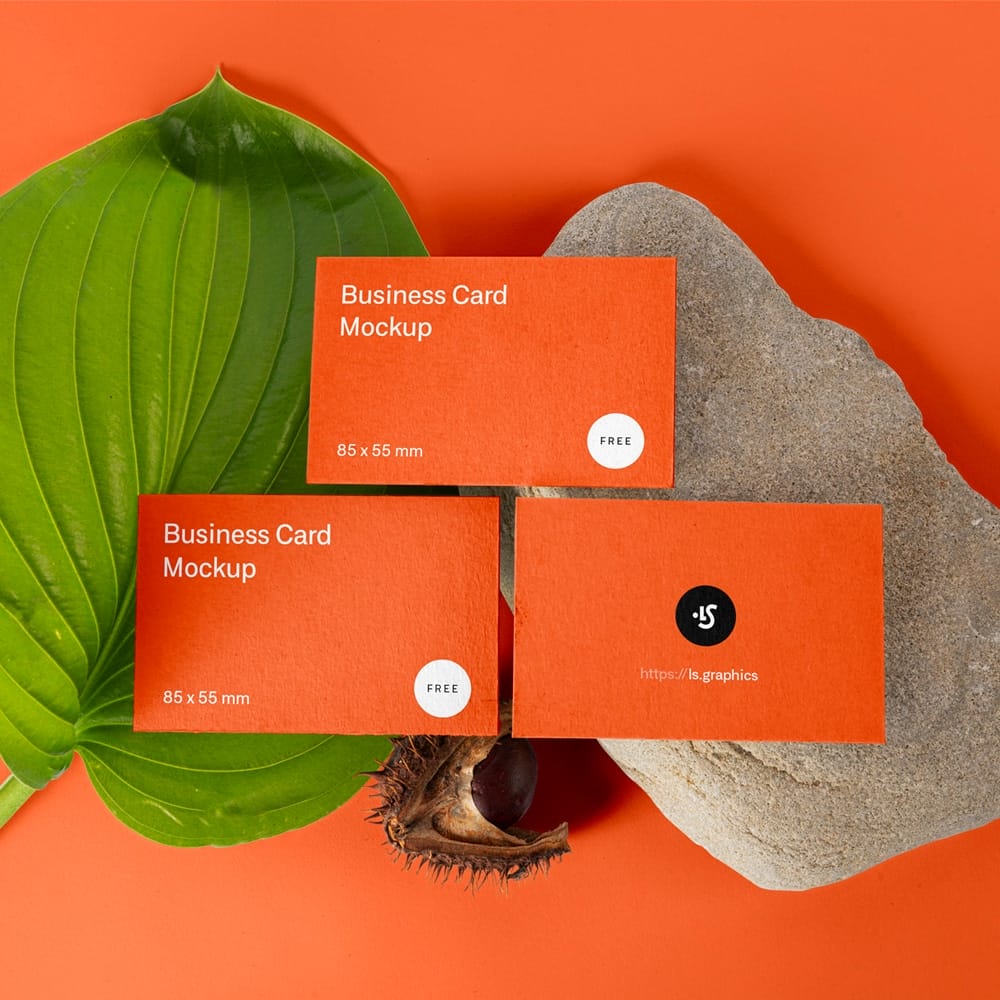Free Three Business Cards Mockups