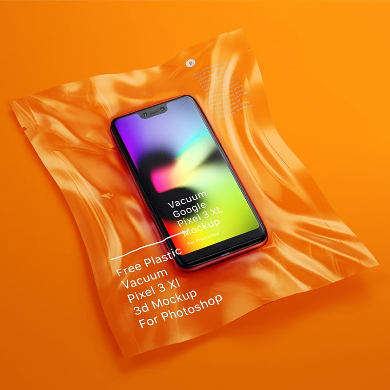 Free Vacuum Plastic Pixel 3 XL Mockup