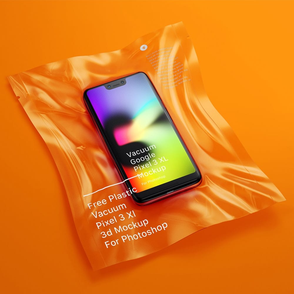 Free Vacuum Plastic Pixel 3 XL Mockup