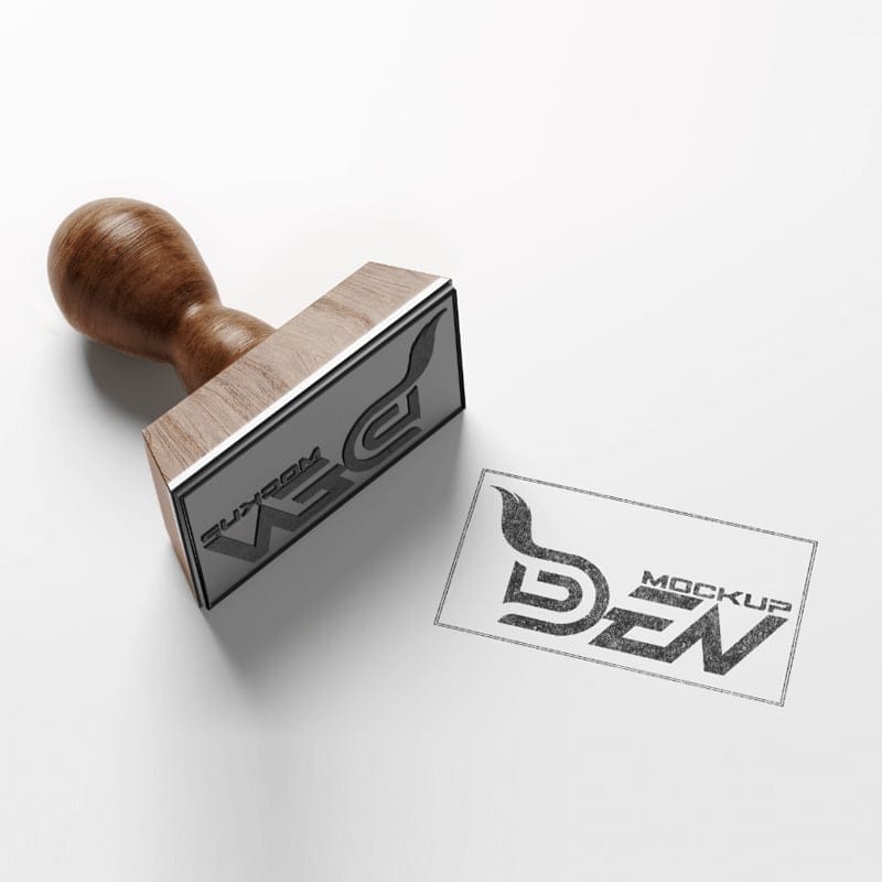 Free Wooden Stamp Design Mockup