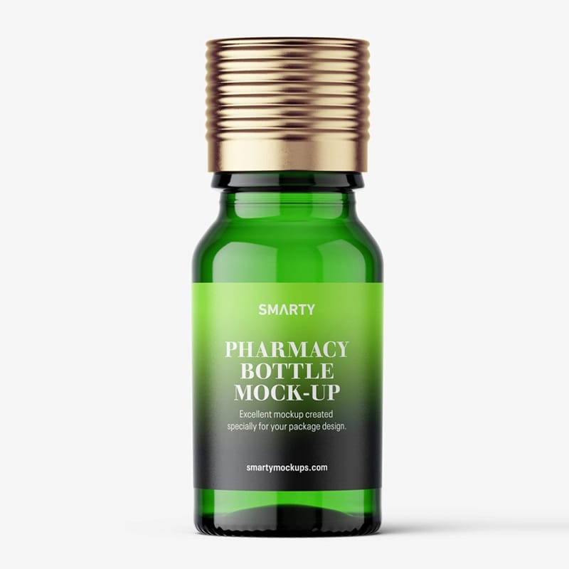 Green Pharmaceutical Bottle With Silver Cap