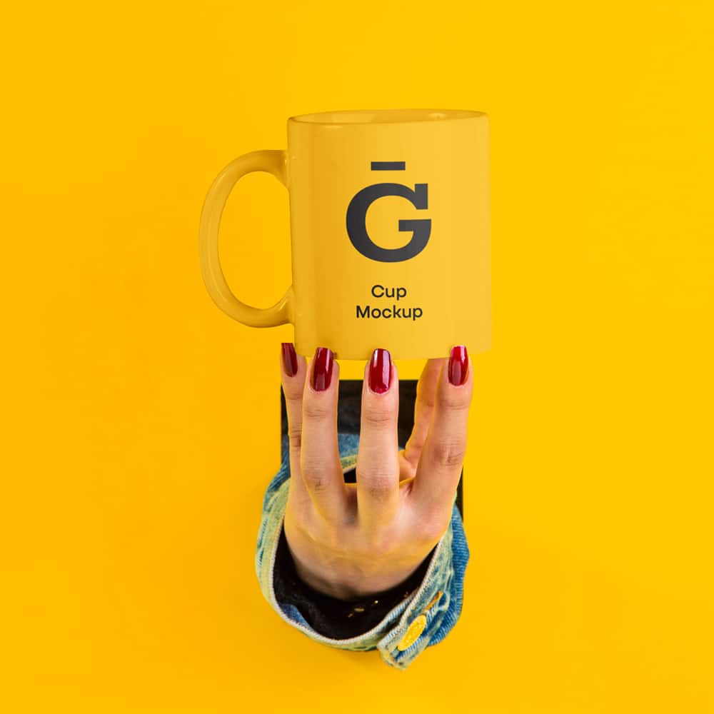 Hand with Cup Mockup
