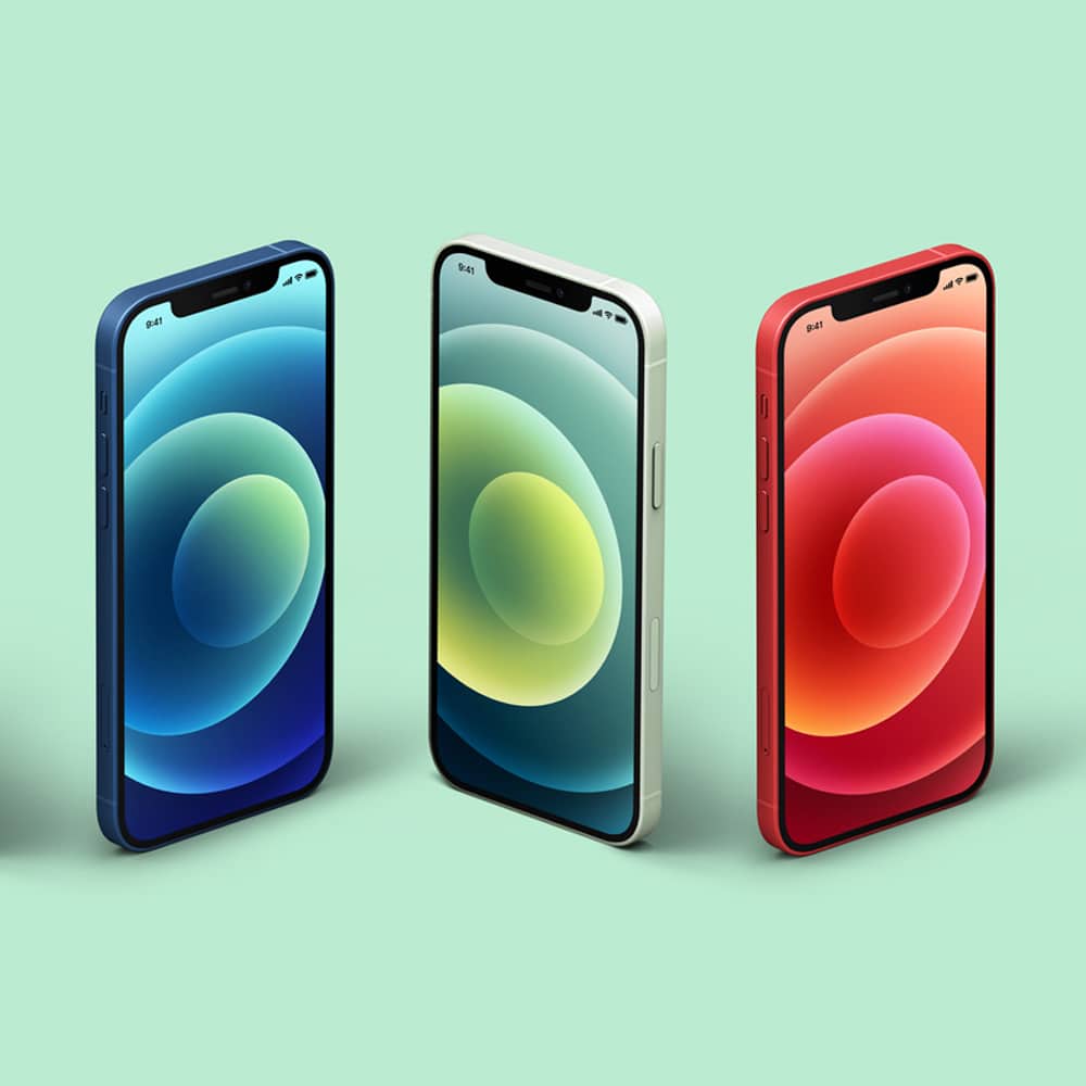 Isometric PSD iPhone 12 Mockup Set