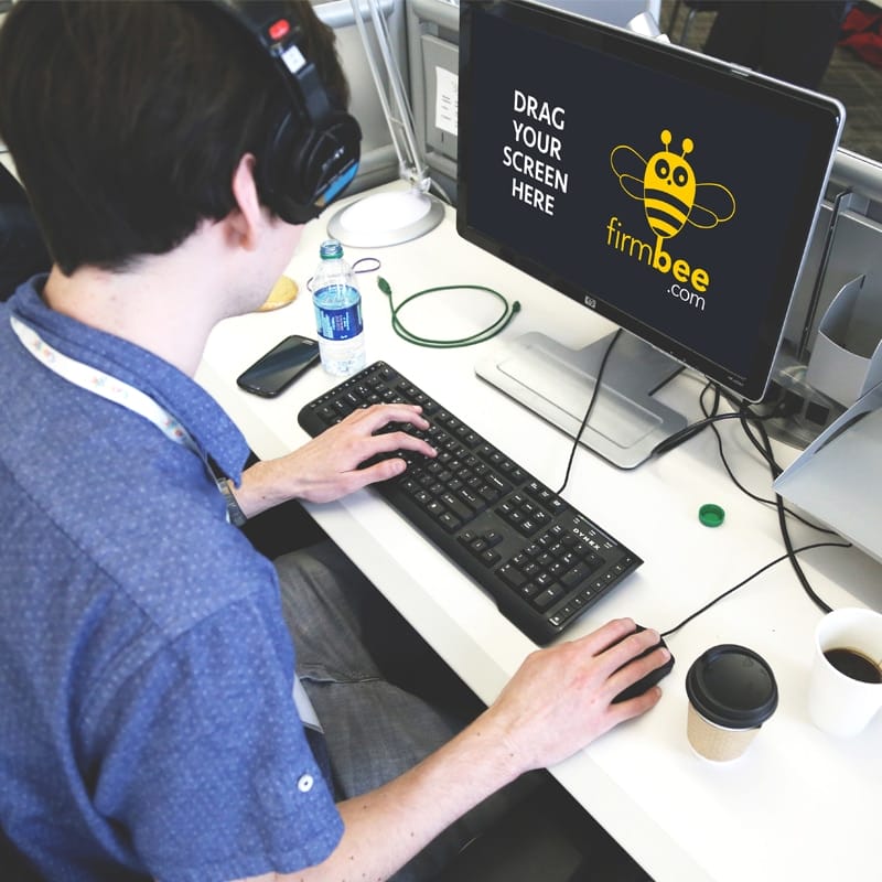 Man at Work Free PSD Mockup