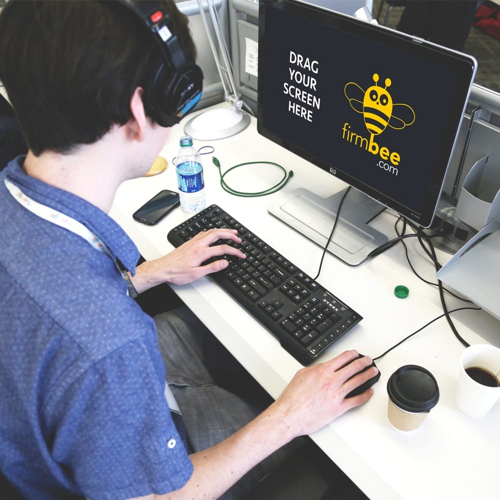 Man at Work Free PSD Mockup