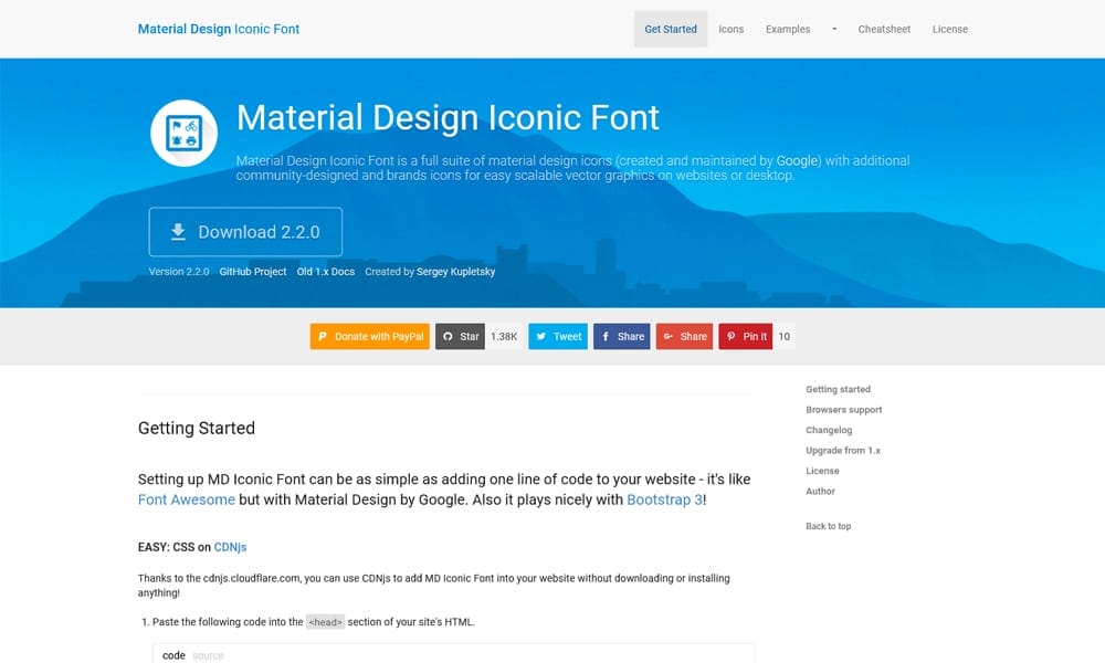 Material Design Iconic Font