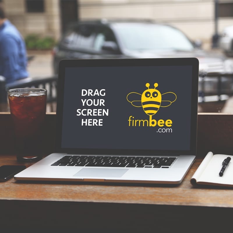 Open Cafe Space and MacBook Air Free PSD Mockup