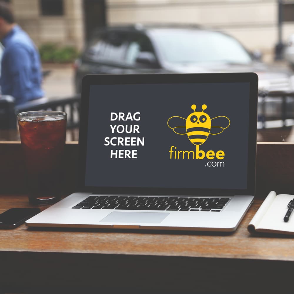 Open Cafe Space and MacBook Air Free PSD Mockup