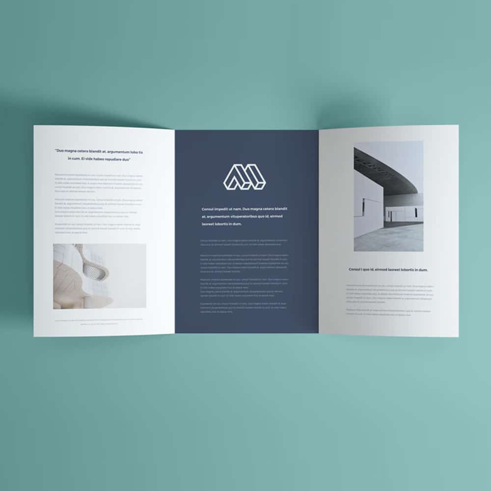 Open Trifold Brochure Mockup