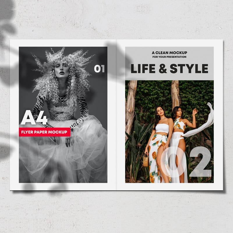 Opened Bi-Fold Brochure Free Mockup