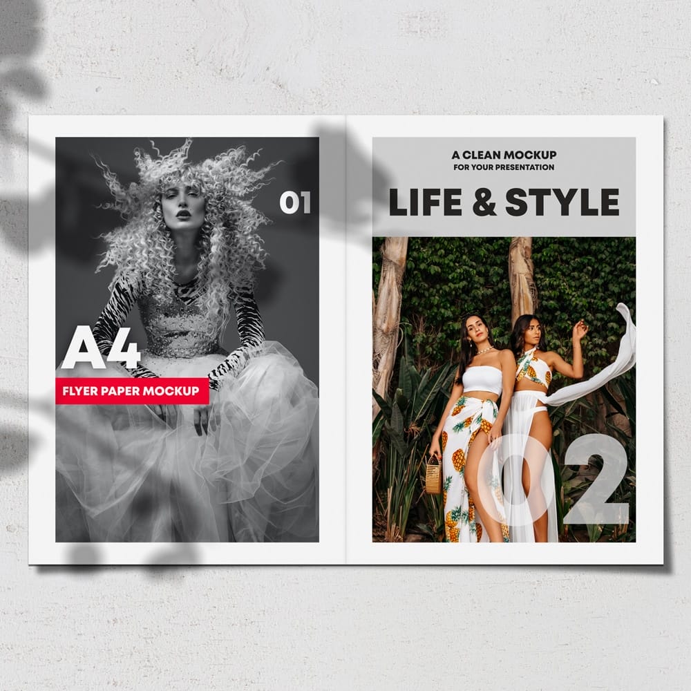 Opened Bi-Fold Brochure Free Mockup