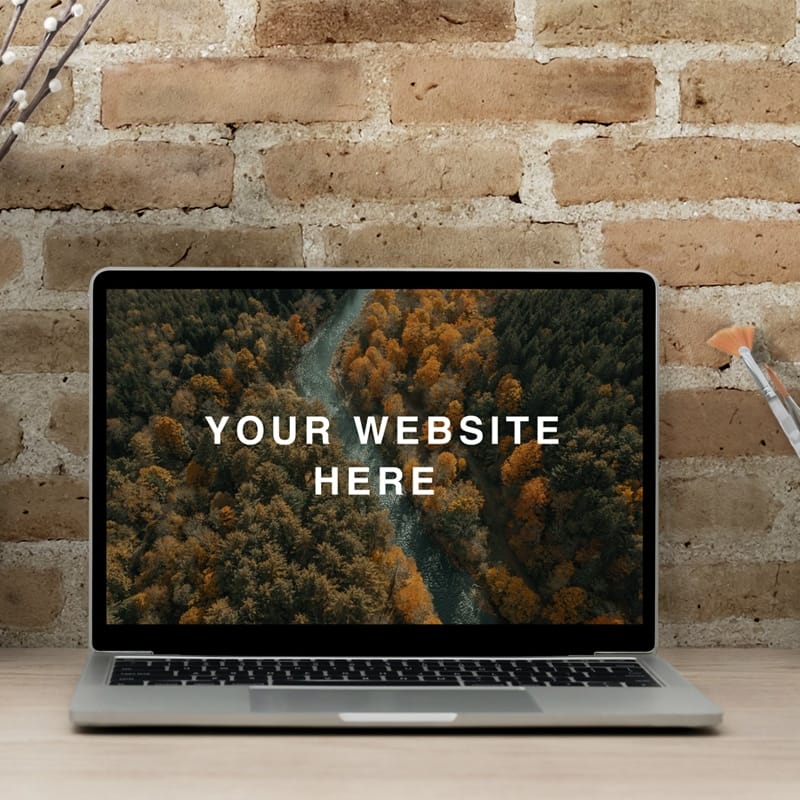 Realistic MacBook Workspace Mockup