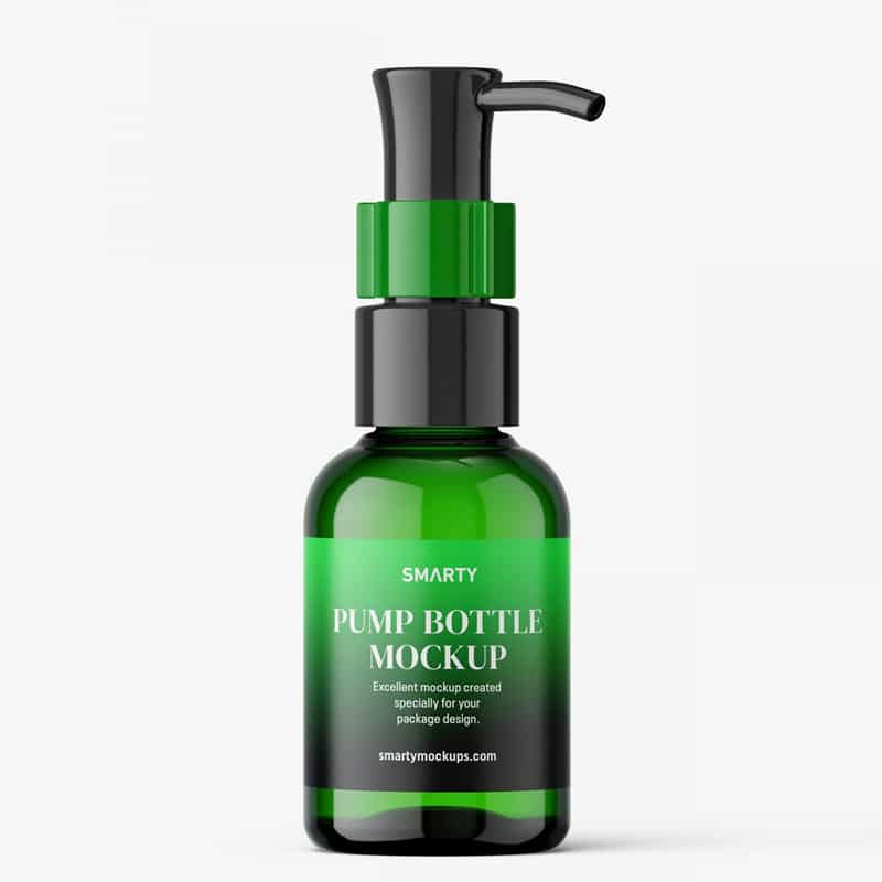 Small Green Bottle With Dispenser Mockup