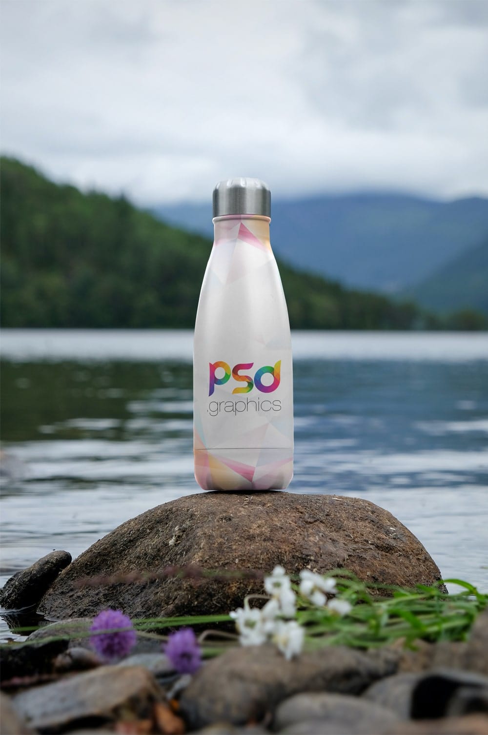 Steel Water Flask Bottle Mockup