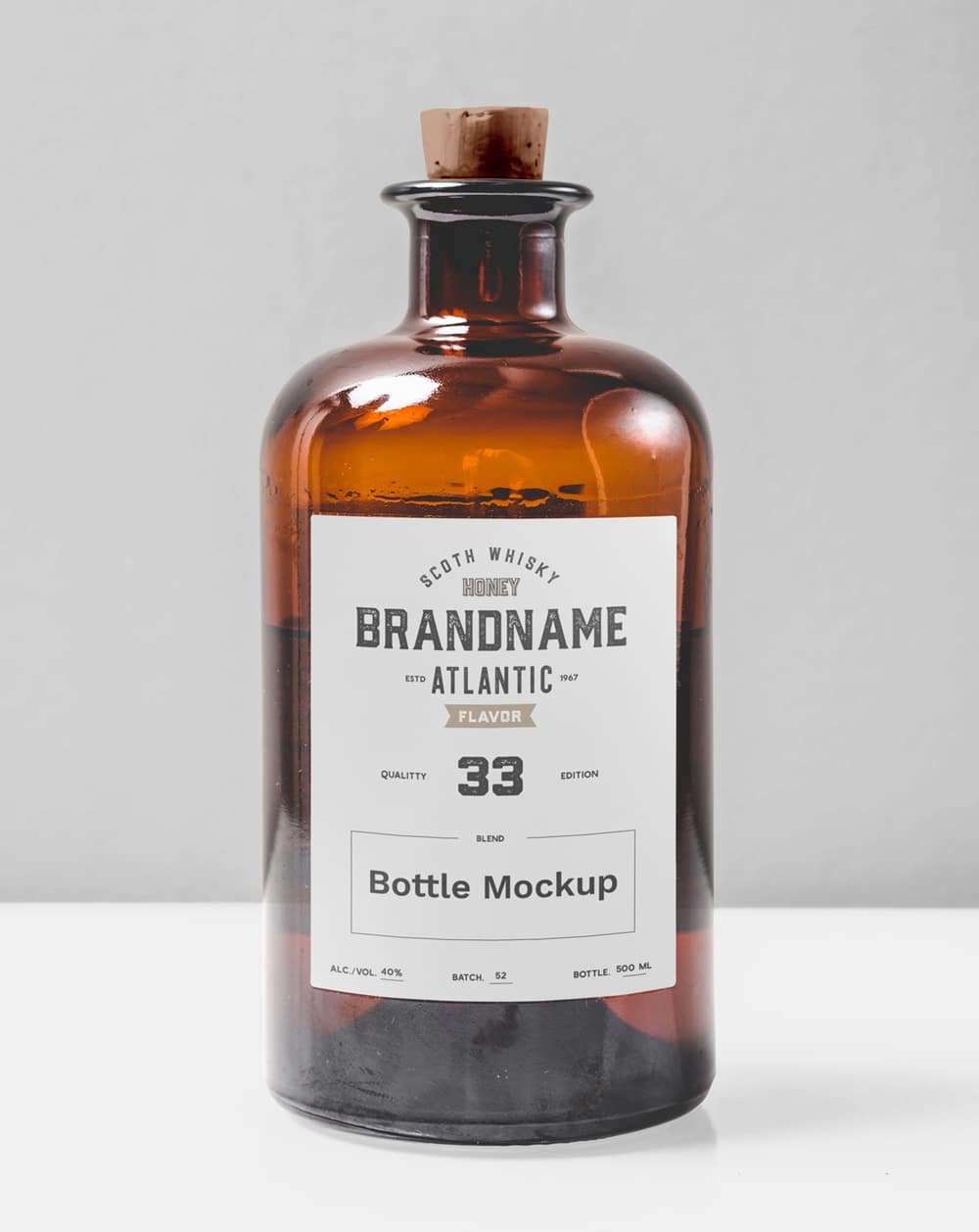Transparent Glass Bottle Mockup