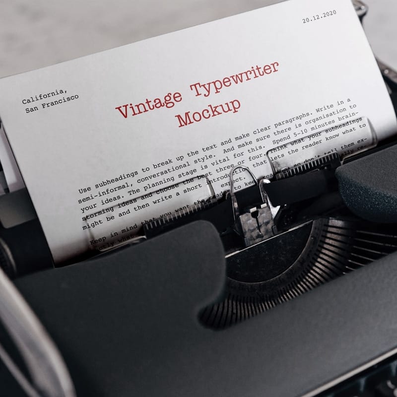 Vintage Typewriter Mockup