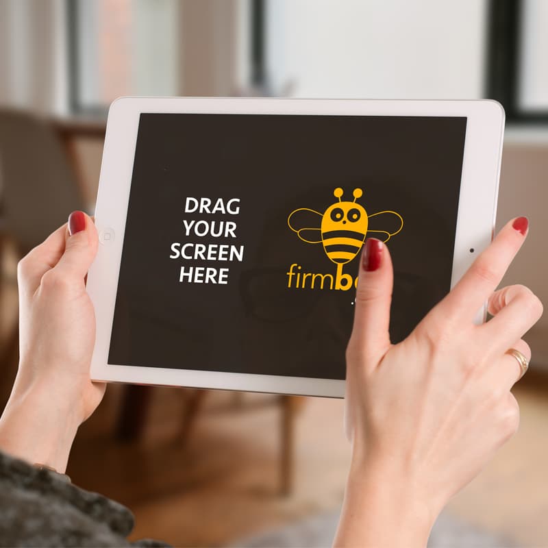 Woman Holding Apple iPad Free Mockup PSD