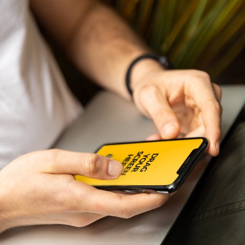 Apple iPhone XS in Hands Free Mockup PSD