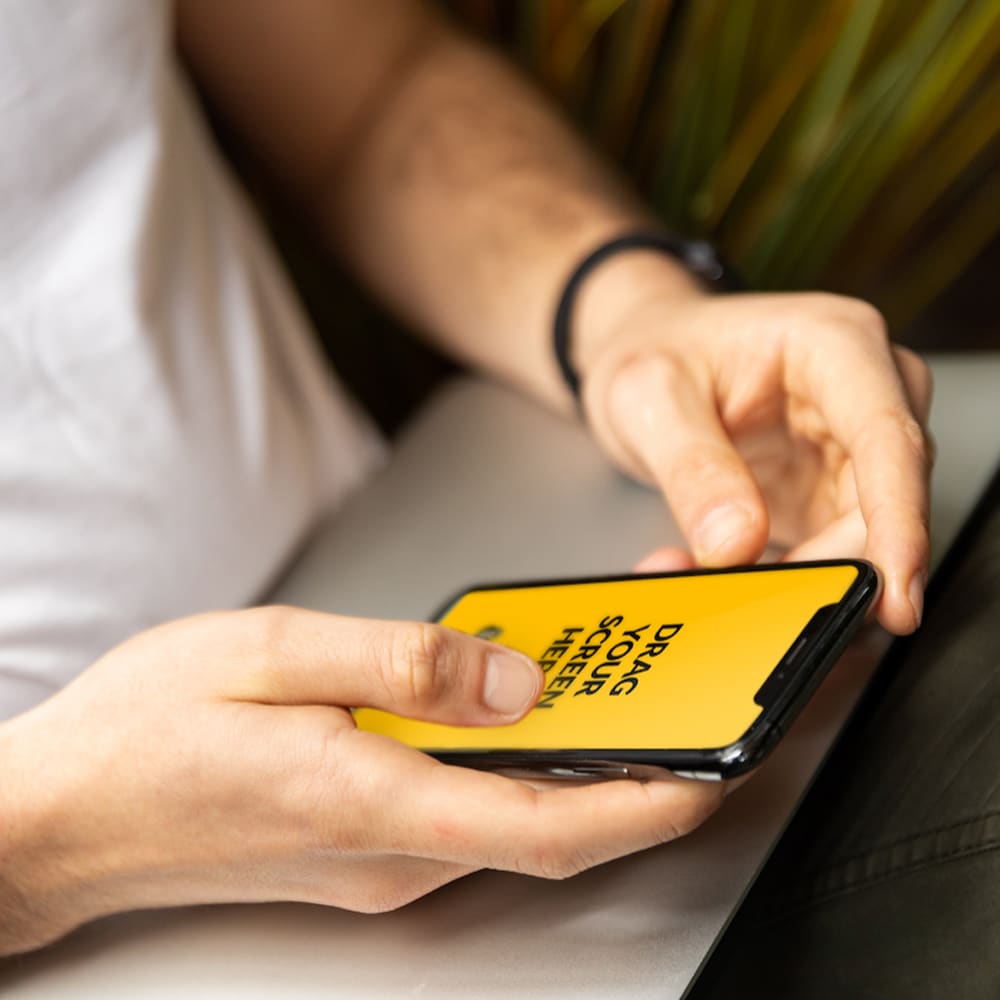 Apple iPhone XS in Hands Free Mockup PSD