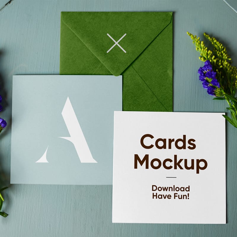 Envelope with Cards Mockup